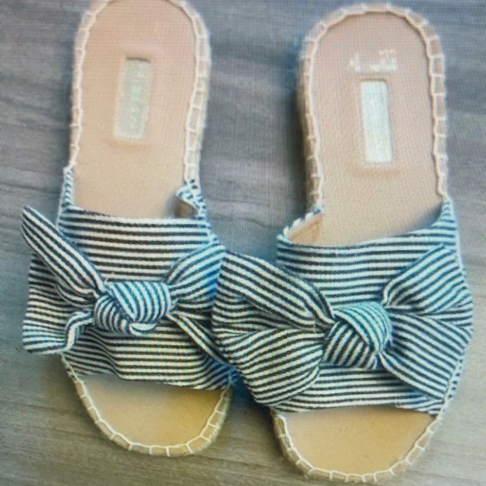 Primark Blue and White Espadrille Bow Flats